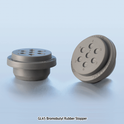 DURAN® GL45 Bromobutyl Rubber Stopper, Autoclavable, for All GL45 Bottles, -50~+121℃, GL45 브로모부틸 스토퍼