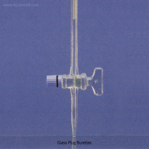 Witeg® Glass Plug Burette, Class B, DINASO, 25 & 50ml With Amber-stain Graduation, Glass Cock 유리콕 뷰렛, 갈색눈금