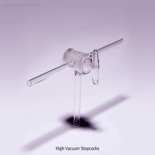 Witeg® High Vacuum Stopcock, T-Bore, 3-way, Glass PlugMade of Borosilicate Glass 3.3, Construction, 고진공용 삼방 콕