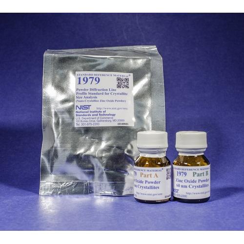 NIST, 1979, Powder Diffraction Line Profile Standard for Crystallite Size Analysis (Nano-Crystalline ZnO Powder), 2x3g