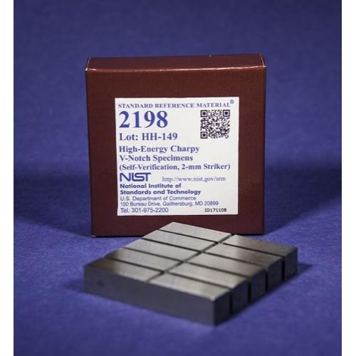 NIST, 2198, High-Energy Charpy V-Notch Specimens (Self-Verification, 2-mm Striker), set