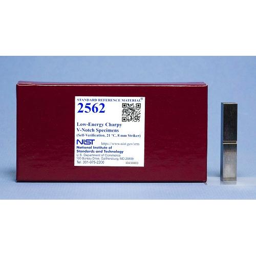 NIST, 2562, Low-Energy Charpy V-Notch Specimens (Self-Verification, 21° C, 8 mm Striker), set